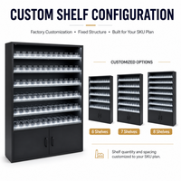 TERMEIN Custom America Vitrine à cigarettes en métal noir haute capacité pour magasin de proximité avec poussoirs à ressort