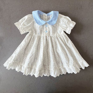 Soft Skin Friendly <strong>Toddler</strong> Girls Short Sleeve Contrast Collar Ruffled Hem Dress for Daily Wear Party Baby Girl Clothes - Product Image 6
