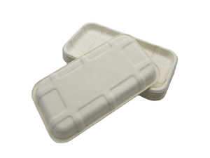 Assiette de service rectangulaire jetable en bagasse naturelle de 7 pouces, vaisselle compostable robuste en pulpe de canne à sucre, vente en gros - Product Image 4