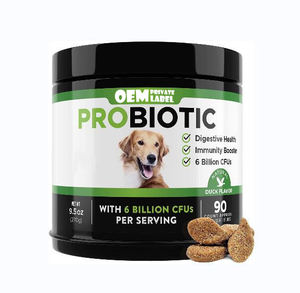 Etiqueta privada OEM para perros de todas las edades, mordeduras probióticas, masticables, enzimas digestivas, prebióticos, probióticos, masticables para la salud intestinal - Product Image 1