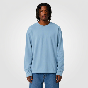 Chemise pour homme de haute qualité 100% coton, manches longues, fabriquée en Italie, conçue pour toutes les saisons, anti-boulochage, 180g, décontractée, bleu ciel, ODM - Product Image 1