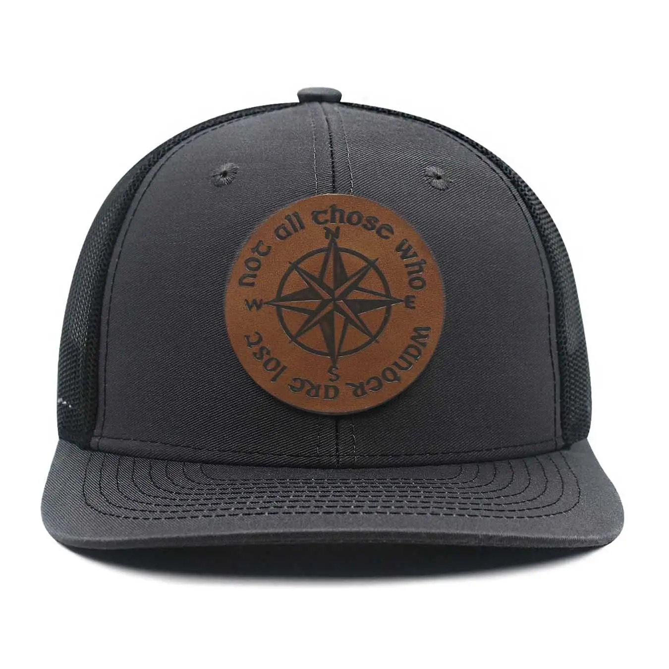 Tùy Chỉnh Chính Hãng Da Logo Lưới Trở Lại Cap Trucker Hat Cap 6 Bảng Điều Chỉnh Nhãn Hiệu Riêng Tối Màu Xám Bông Mũ Bóng Chày