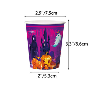 Décorations de fête d'Halloween, vaisselle jetable, nappe de carnaval violette, décoration de fête à domicile DIY, ensemble de vaisselle d'Halloween - Product Image 5