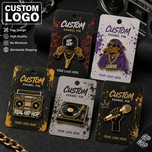 Badge en émail souple personnalisé avec design gratuit, thème Hip Hop Rappeur, en alliage de zinc, pour revers, culture musicale, cadeau de collection avec carte de support - Product Image 1