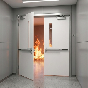 <span class=keywords><strong>Porta</strong></span> Antincendio in Acciaio a Battente Singolo con Piccola <span class=keywords><strong>Finestra</strong></span> di Osservazione per Corridoi e Scale di Edifici Pubblici - Product Image 2