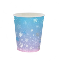 Ensemble de vaisselle jetable pour fête sur le thème des flocons de neige d'hiver, assiettes en papier bleu dégradé, gobelets, serviettes, nappe, thème Frozen, anniversaire d'enfants