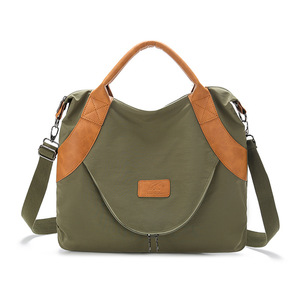 Brand <b>Large</b> Pocket Casual Tote Women's Handbag Shoulder Handbags <b>Canvas</b> Leather Capacity <b>Bags</b> for Women - Product Image 2