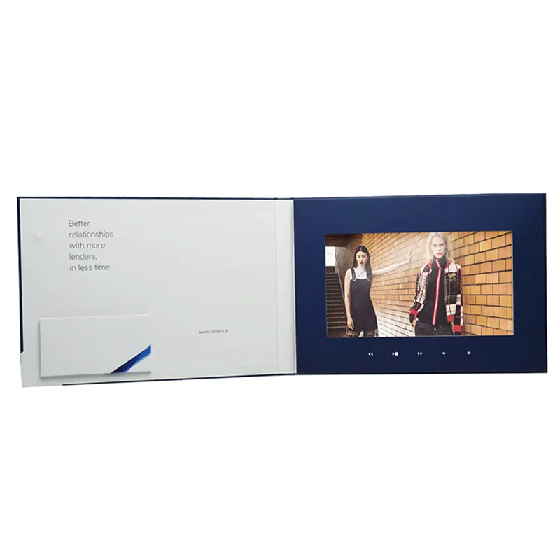 Kunden spezifische 7-Zoll-LCD-Bildschirm Business Promotion Video-Grußkarten Digitale Hochzeits einladung Geschenk box Booket Video-Broschüre