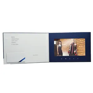 Pantalla LCD de 7 pulgadas personalizada, tarjetas de felicitación de vídeo promocionales de negocios, caja de regalo de invitación de boda Digital, folleto de vídeo