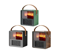 Chauffage portable 1500W avec télécommande, ventilateur PTC, effet de flamme 3D en plastique, étanche, protection contre la surchauffe, thermostat réglable