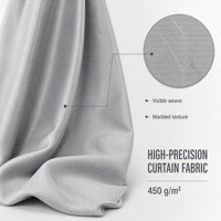 Tissu de rideau occultant jacquard gris doux 100 % polyester, motif feuillage, tissé, 450 GSM, pour intérieur moderne