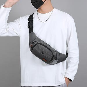 Sac de poitrine pour homme tendance en tissu Oxford résistant à l'eau, sac banane bandoulière pour usage quotidien et sports de plein air – Gris, Noir, Vert Militaire - Product Image 5