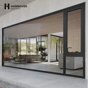 Hannover หน้าต่างบานเลื่อนเคลือบผงสีดำขนาดใหญ่สำหรับการค้าใหม่กรอบอลูมิเนียมกระจกสามชั้นสำหรับระเบียง - Product Image 1