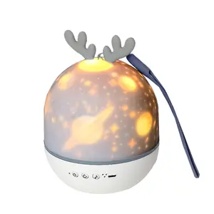 Nuovo deerhorn faretti ricaricabili per bambini decorazione 3D lampeggiante stella maestro proiettore luce notturna con musica di controllo bluetooth