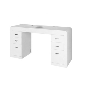 Mesa de Manicura Moderna Blanca para Salón con Construcción de Metal y Madera MDF y Opción de Ventilador, Diseño Elegante para Manicuristas - Product Image 4