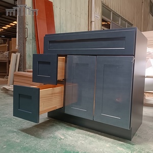 Usine Production automatique vente en gros modulaire bois massif MDF cybergrey Navy Blue Paint cuisine armoires unité meubles modernes - Product Image 3