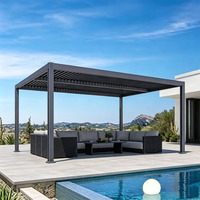 Pergola motorisée à toit à lames orientables, imperméable et coupe-vent, pour jardin, construction extérieure en aluminium, toutes saisons