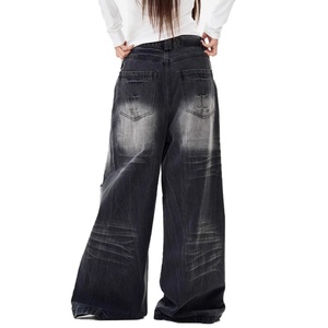 Pantalones Vaqueros Anchos de Moda al por Mayor con Efecto Lavado Relámpago para Hombre, Estilo Retro Urbano, Jeans Oversize para Hombre - Product Image 6