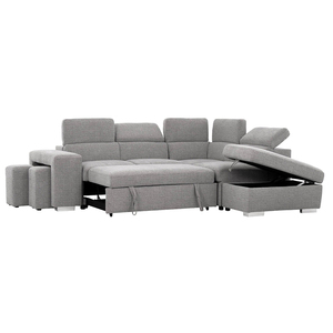 Factory Wholesale Selling L Type Folding <strong>Sofa</strong> <strong>Bed</strong> With Storage with 2 <strong>Footstools</strong> Dark Grey Sleeper <strong>Sofa</strong> Modern - Product Image 4