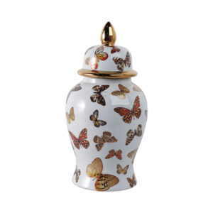 Vaso in ceramica con motivo a farfalla, vaso decorativo per fiori, per soggiorno, decorazione per la casa, pezzo d'arredo moderno. - Product Image 4
