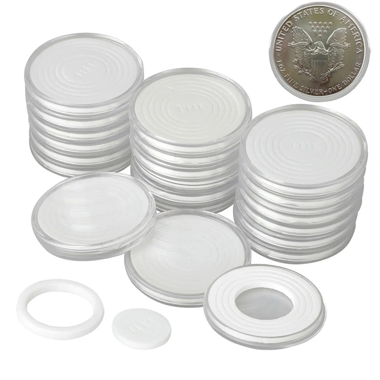 Porte-monnaie Transparent boîte de rangement 20mm 30mm 40mm ronde acrylique boîte de collecte de Capsules de pièces