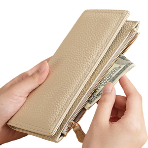 <span class=keywords><strong>Portafoglio</strong></span> da donna in vera pelle di mucca Beige ciottolo con cerniera RFID <span class=keywords><strong>portafoglio</strong></span> portamonete portamonete portamonete con <span class=keywords><strong>pochette</strong></span> per donna - Product Image 4