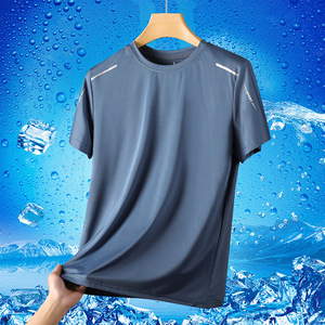 Maglietta estiva traspirante ad asciugatura rapida sportiva Casual stampata girocollo da <span class=keywords><strong>uomo</strong></span> di <span class=keywords><strong>grandi</strong></span> dimensioni t-shirt da <span class=keywords><strong>uomo</strong></span> a manica corta in seta di ghiaccio - Product Image 6