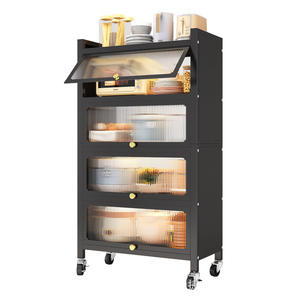 Meuble de rangement multi-niveaux en acier inoxydable Najie pour cuisine, sur pieds, avec panneau arrière amovible pour appareils électroménagers - Product Image 5
