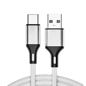 Câble de charge USB Type C en nylon tressé 2.4A avec logo personnalisé gratuit, 1M 2M <span class=keywords><strong>3M</strong></span>, câble de charge haute vitesse pour <span class=keywords><strong>iPhone</strong></span> pour Samsung - Product Image 1