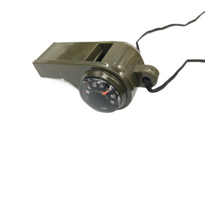 Sifflet d'extérieur avec boussole et thermomètre, équipement de survie compact et sûr, matériau ABS vert, 3x6,3 cm - Product Image 5