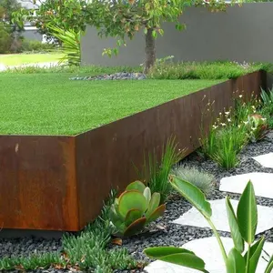 مخصص المزارعون كبيرة في الهواء الطلق Corten الصلب الغراس الليزر قطع هندسية طويلة ساحة حديقة Corten الصلب اناء للزهور