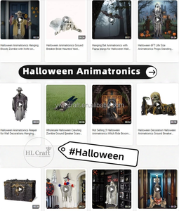 HLC Spirit Halloween Animatronic vendedor Reaper Scythe Ghost Prop Interior Exterior ornamento Horror Zombie animado LED esqueleto - Product Image 6
