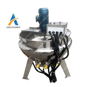 Stainless steel steam storing double jacketed cooking kettle boiler fruit jam food making mixing machine with agitator