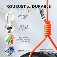 Kabel USB silikon 180 derajat pengisian cepat, kabel USB Tipe C, kemasan kotak warna, transmisi Data