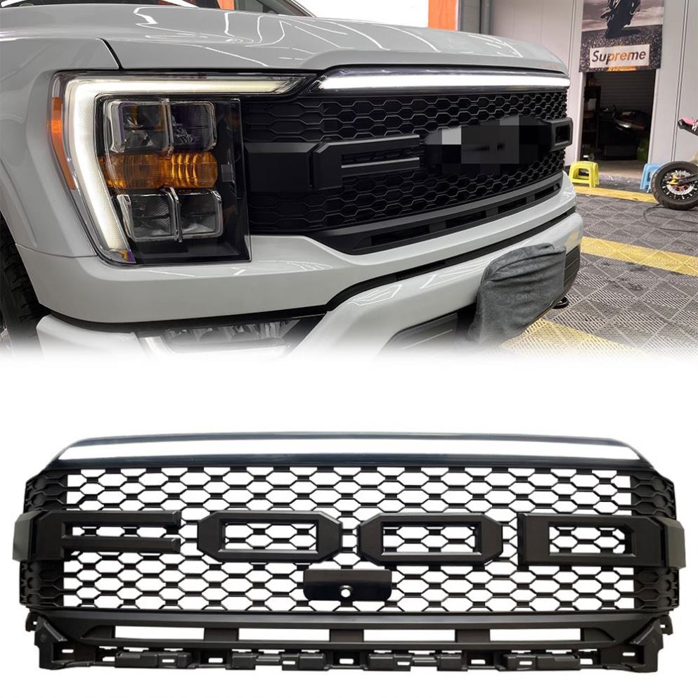 Аксессуары Spedking 4x4 2021 Запчасти для пикапа аксессуары матовый черный Передний автомобильный гриль со светодиодной подсветкой для Ford F150