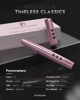 Machine à tatouer rotative sans fil Biomaser TP006 avec cartouche d'aiguilles universelle pour maquillage des sourcils, des lèvres et des yeux