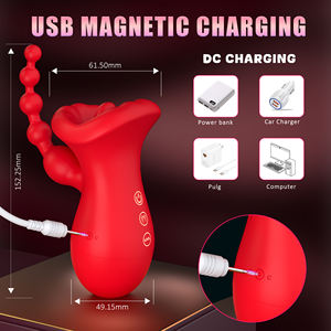 Vibrateur clitoridien <span class=keywords><strong>à</strong></span> léchage de langue avec plug anal <span class=keywords><strong>à</strong></span> queue perlée, double stimulation, étanche, en silicone, jouet sexuel pour femmes et couples - Product Image 5