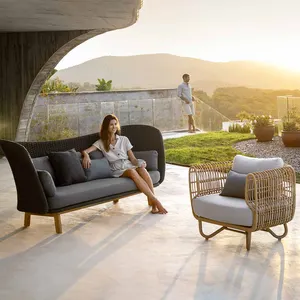 Aluminium rahmen Rattan Wicker Gartenmöbel Wasserdichtes Schnitts ofa und Stuhl Set für Outdoor Patio Hotel Anwendung