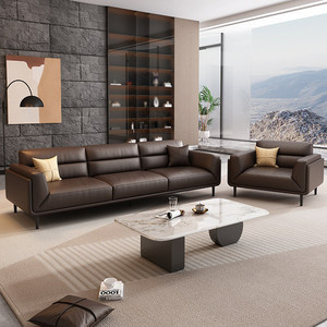 Set di Divano Moderno in Pelle <span class=keywords><strong>e</strong></span> Tavolino da Caffè per Hotel <span class=keywords><strong>e</strong></span> Riunioni Aziendali - Divano a Tre Posti di Lusso Leggero - Product Image 2