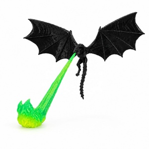 Décoration de bibliothèque en forme de dragon imprimé en 3D avec flamme, sculpture de dragon cracheur de feu lumineuse avec lumière LED, décoration de étagère fantastique pour la maison - Product Image 5