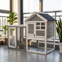 Cage à lapins d'extérieur en bois massif avec design respirant, grande cage d'élevage de qualité commerciale pour usage en extérieur