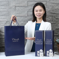 Sacs et boîtes en papier personnalisés de luxe bleus pour le stockage et l'emballage de bouteilles de vin et de champagne, pour la vente au détail et en gros