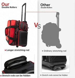 Bolsa de Transporte Plegable para Bolas de Boliche con Ruedas Dobles, Extra Grande, Tipo Duffel, para Gimnasio, Viajes y Deportes, con Ruedas - Product Image 3