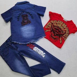10.25 dollari modello YQ282 autunno 3 pezzi ragazzo bambino Set Jeans abiti camicia bambino bambino bambino bambino bambino abbigliamento Jeans Set per bambini - Product Image 1
