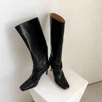 Nouvelles Collections Hiver 2026 – Bottes Hautes Femme à Talon Aiguille Couleur Unie, Bout Carré, Cheville Large, En Stock, Livraison Rapide