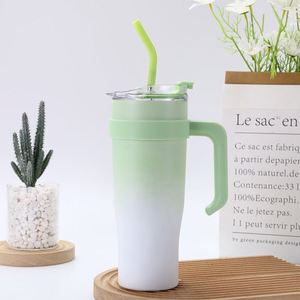 40oz <b>Travel</b> Car Ice Bully <b>Handle</b> Tumbler Vacuum <b>Mug</b> Lid Straw Non-Slip Base OEM ODM Custom Brand - Product Image 4