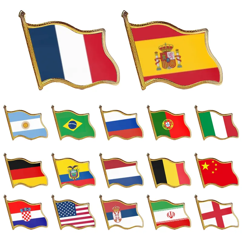 Pin de insignia de bandera nacional de alta calidad personalizado Pin de solapa de esmalte de metal de Bandera de País