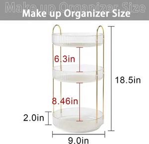 3 Tier Transparent 360 Dresser Rotating <b>Makeup</b> Cosmetic <b>Storage</b> Bathroom Organizer Countertop - Product Image 3