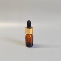 Flacon compte-gouttes en verre brun de 5/100 ml avec bouchon compte-gouttes en aluminium électroplaqué, flacon en verre vide pour emballage cosmétique de sérum