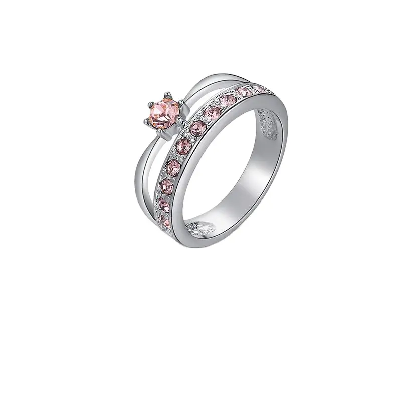 YR10014 Desain Baru Mahkota Jwellery Cincin Aloi Klasik Kristal Emas Mawar Perak 925 Murni